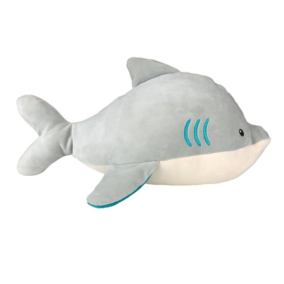 Saylor Shark Plush Gray Teal Stars Stuffed Animal B Toys By Battat Plushie Lovey - Picture 3 of 7